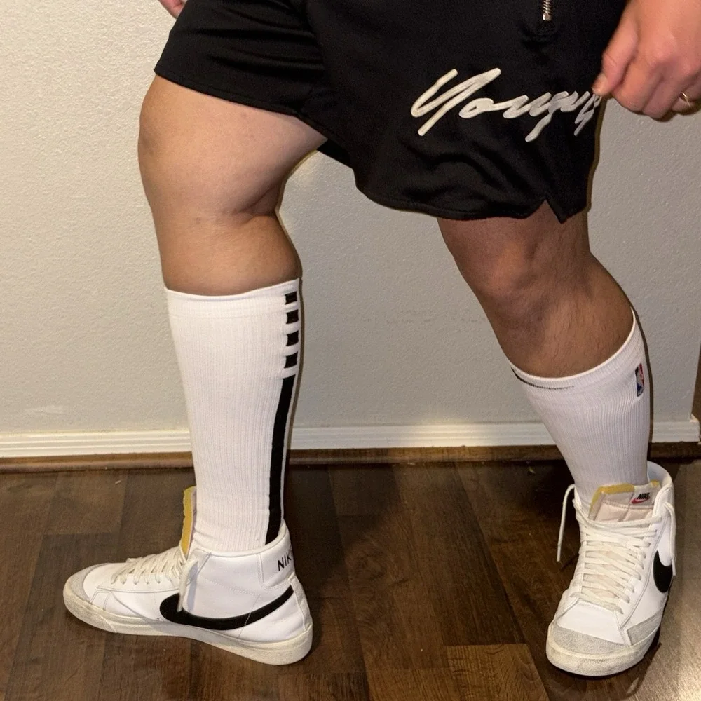 Nike NBA Elite Knee Socks White Black Power Player Team Issued On Court